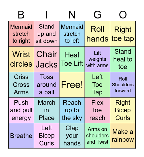 SENIOR FITNESS BINGO Card