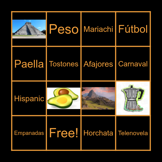 Hispanic Heritage Month Bingo Card