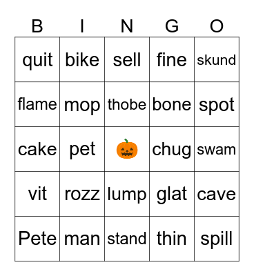 Word Bingo Card