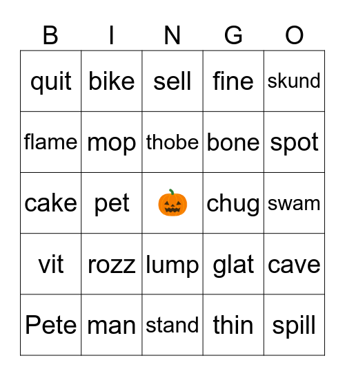 Word Bingo Card
