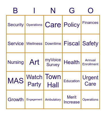 Medstar Town Hall Bingo Card