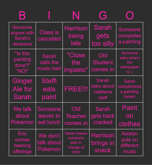 Sarah's 040-041 Bingo Card Bingo Card