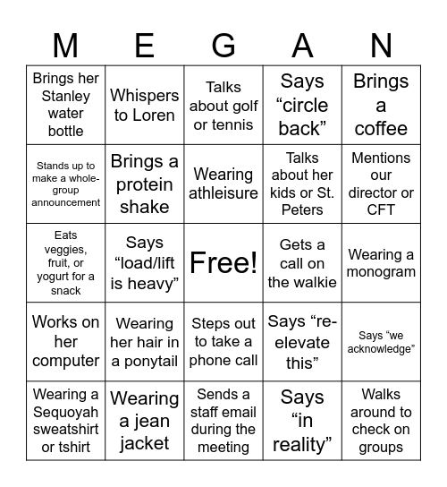 MEGAN BINGO! Bingo Card