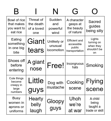 Ghibli Bingo! Bingo Card