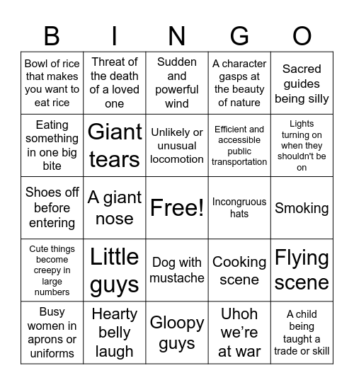 Ghibli Bingo! Bingo Card