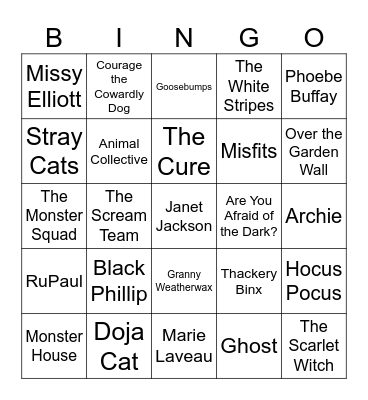 YA Horror, Witches, Bats, Rats, & Cats Bingo Card