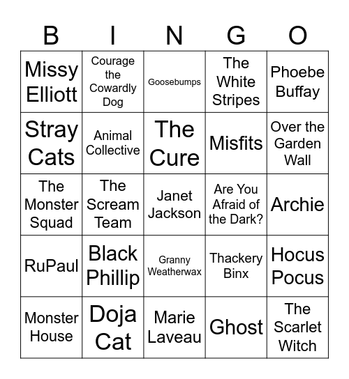 YA Horror, Witches, Bats, Rats, & Cats Bingo Card