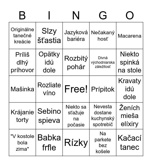 SVADBA 11.10.2025 Bingo Card