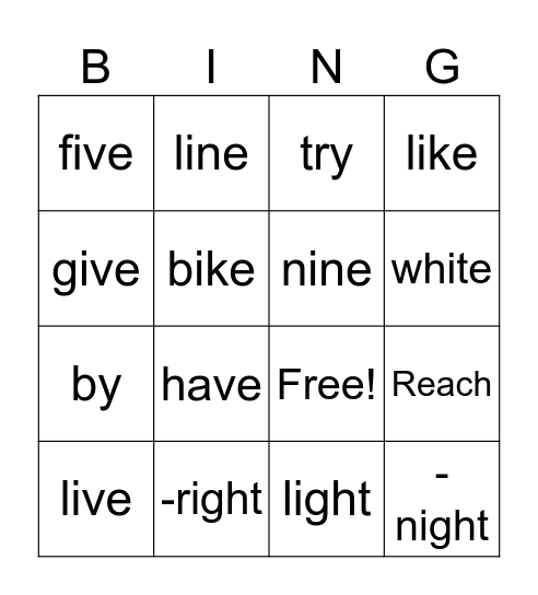 Spelling bingo 9 Bingo Card