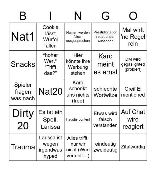 Oteko Bingo Card