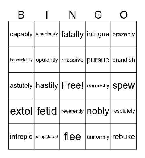 IEW Cycle 2 Vocab Bingo (L1 - L6) Bingo Card