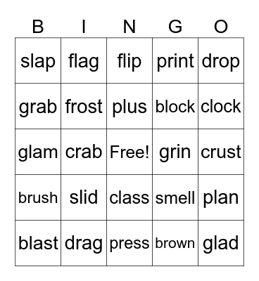 Consonant Blend BINGO Card