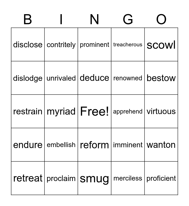 IEW Cycle 2 Vocab Bingo (L7 - L12) Bingo Card
