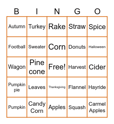 FALL FESTIVAL!!!! Bingo Card
