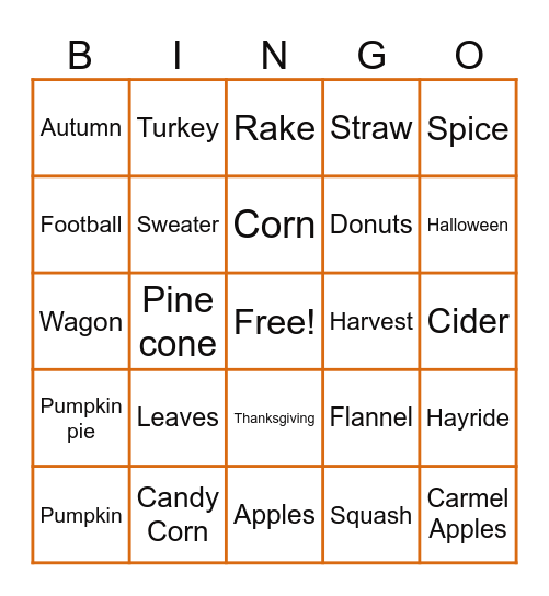 FALL FESTIVAL!!!! Bingo Card