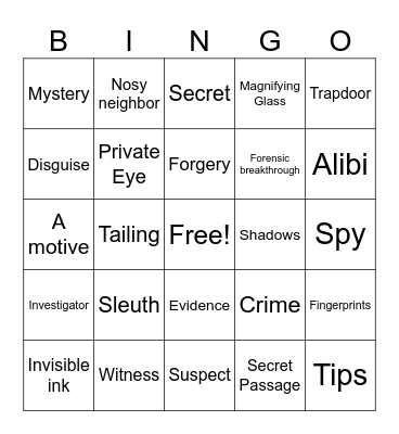 Mystery Bingo Card