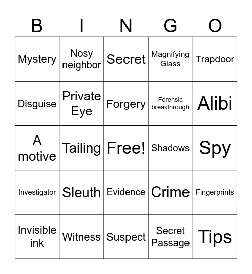 Mystery Bingo Card