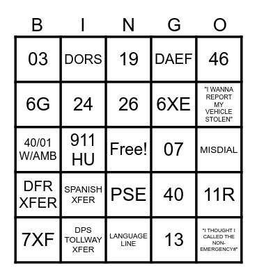 911 BINGO! Bingo Card