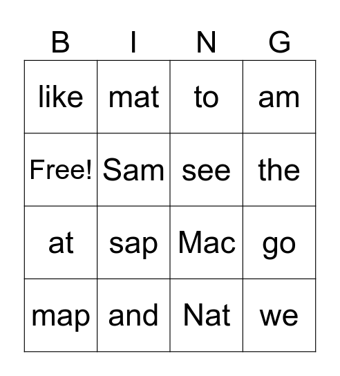 1st Grade Reading Bingo Card