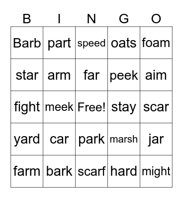 3rd Grade Bingo Card