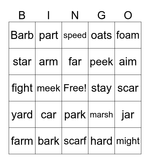 3rd Grade Bingo Card