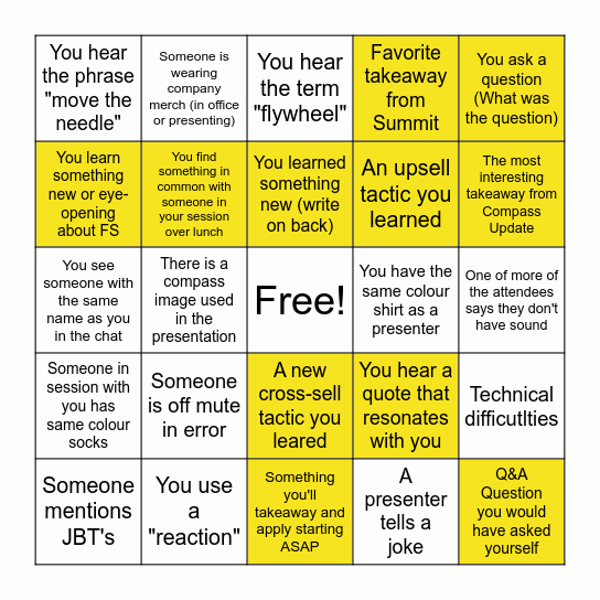 Front Line Summit Bingo 2025 Bingo Card