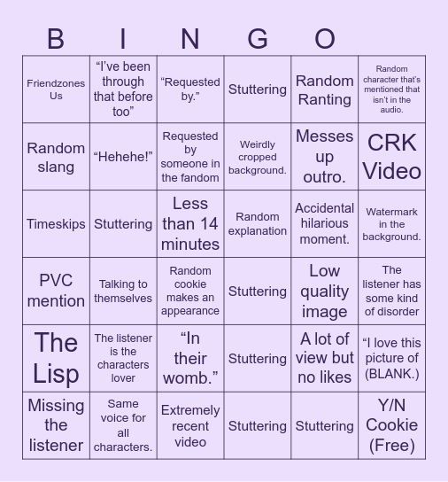 Kristina. P Bingo Card