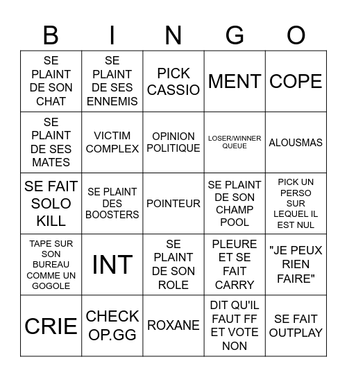 SARDOCHE BINGO Card