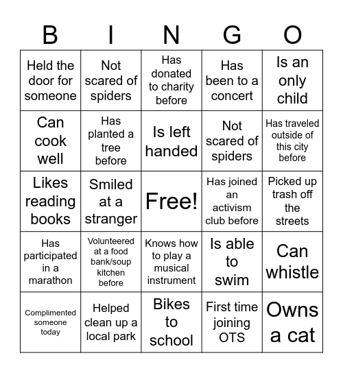 OTS Bingo! Bingo Card