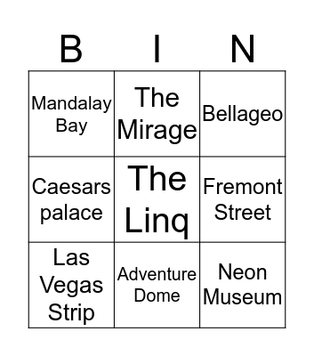 Las Vegas Bingo Card