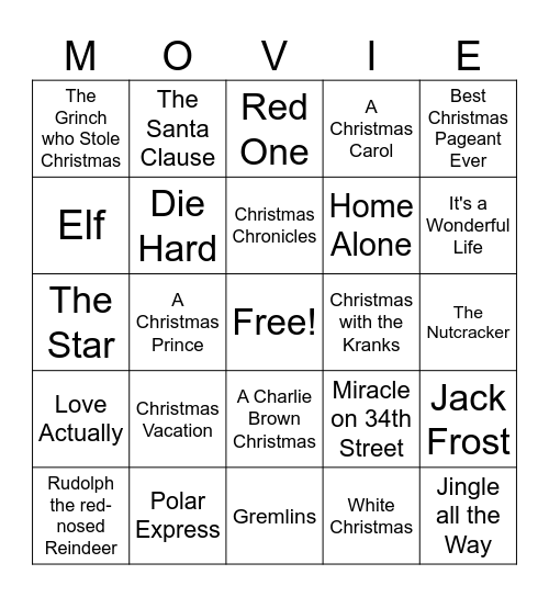 Christmas  Bingo Card