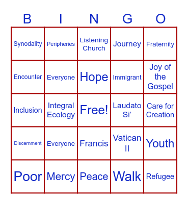 DILEXIT TE Bingo Card