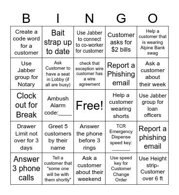 Alpine Bingo Card