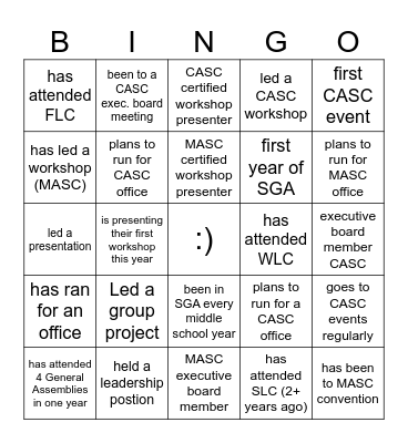 Leadership Bingo Card