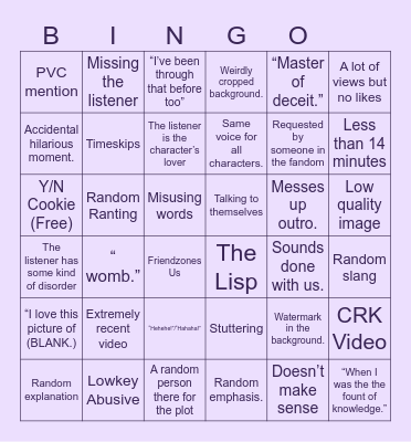 Kristina. P Bingo Card
