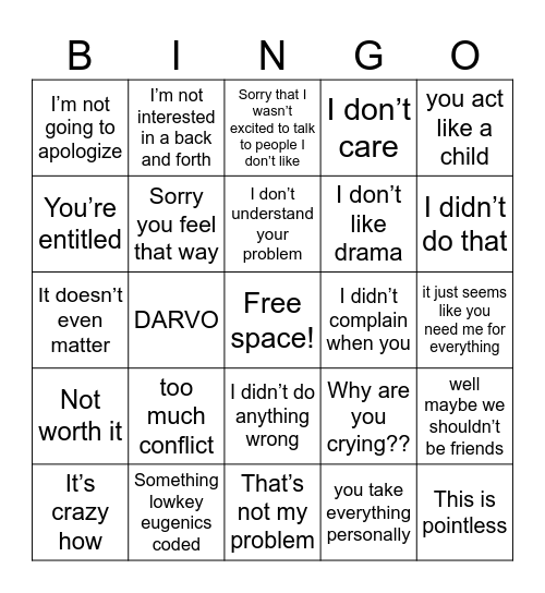 8pm “Chat” with Andrew Bingo Card