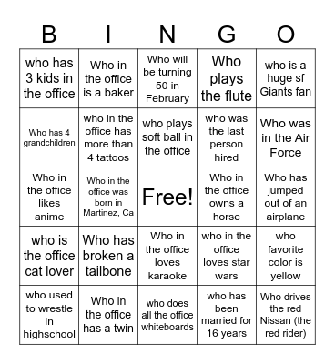 Cohort 5 Bingo Card