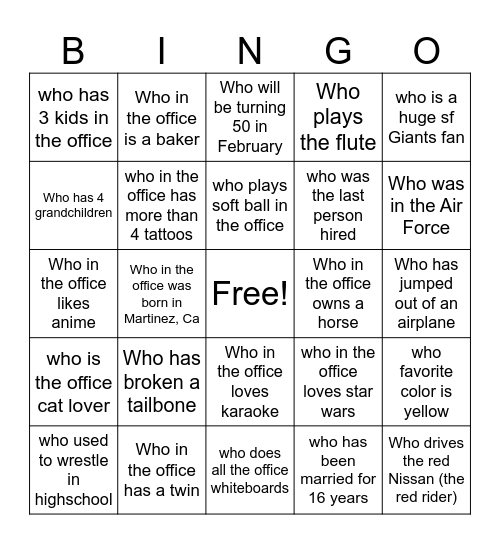 Cohort 5 Bingo Card