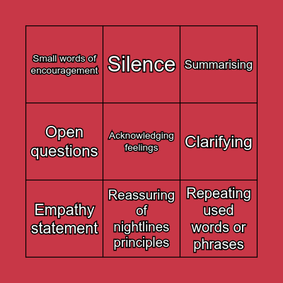 Roleplay bingo Card