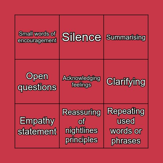 Roleplay bingo Card