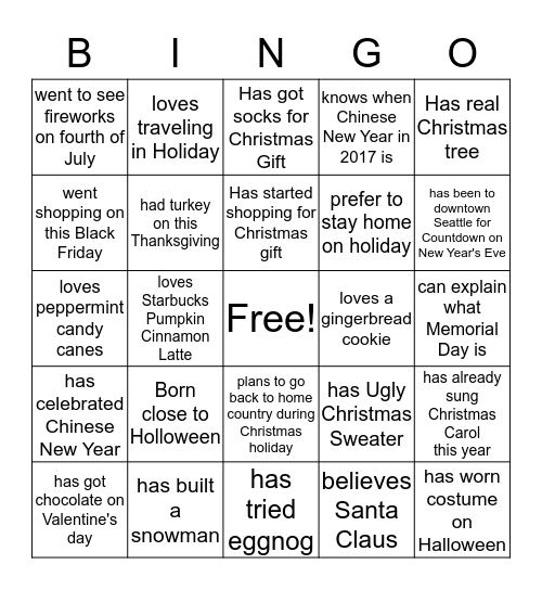 Can you find someone who.....? Bingo Card