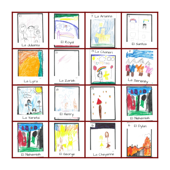 First Grade Loteria Bingo Card