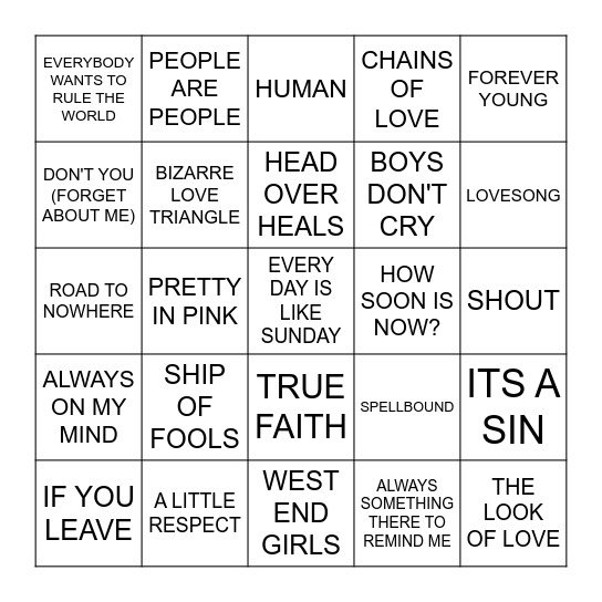NEW WAVE Bingo Card