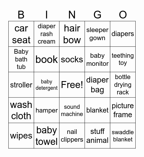 HELLO BABY! Bingo Card
