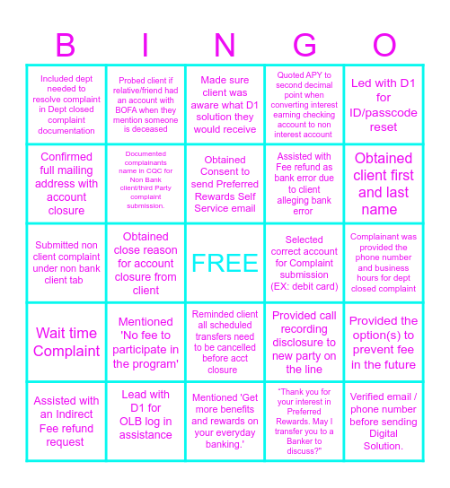 RISK Bingo Card