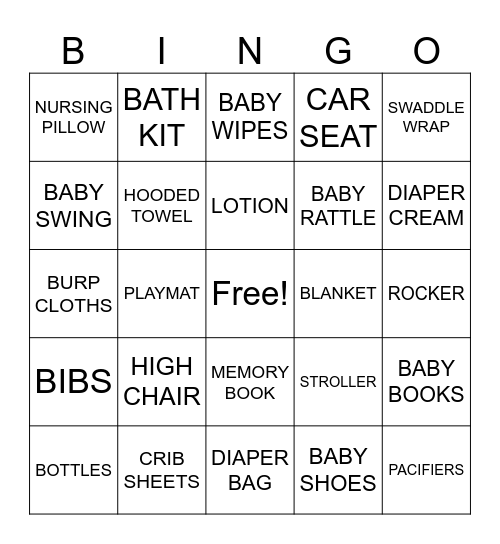 BABY SHOWER BINGO Card