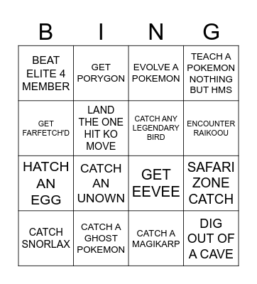 POKEMON BINGO Card