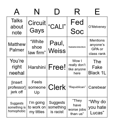 Andre Bingo Card
