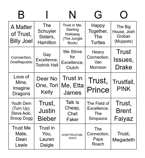 Millar Merrigan values bingo Card