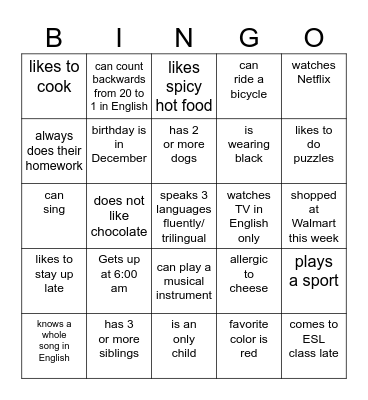 Find some who...  Bingo Card
